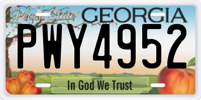 GA license plate PWY4952