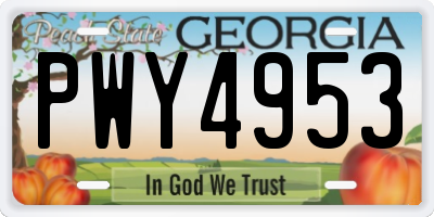 GA license plate PWY4953
