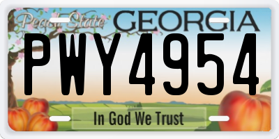 GA license plate PWY4954