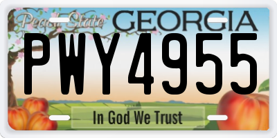 GA license plate PWY4955