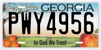 GA license plate PWY4956