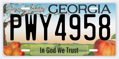 GA license plate PWY4958