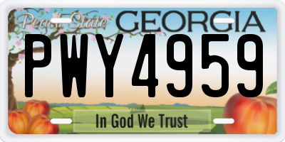 GA license plate PWY4959
