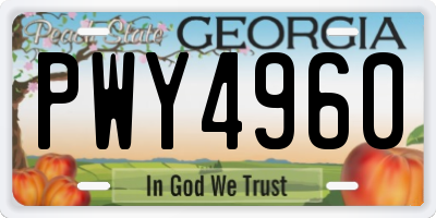 GA license plate PWY4960