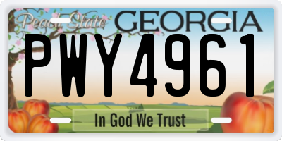 GA license plate PWY4961