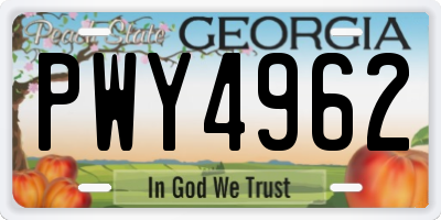 GA license plate PWY4962