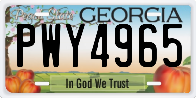 GA license plate PWY4965