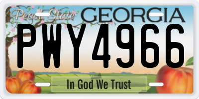 GA license plate PWY4966