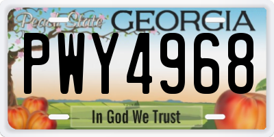 GA license plate PWY4968