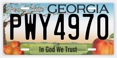 GA license plate PWY4970