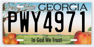 GA license plate PWY4971