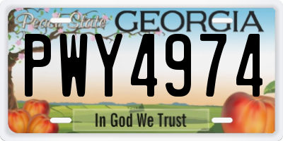 GA license plate PWY4974