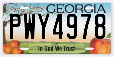 GA license plate PWY4978