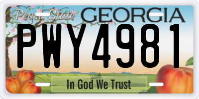 GA license plate PWY4981