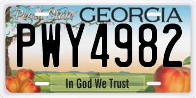 GA license plate PWY4982