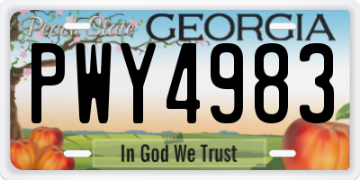 GA license plate PWY4983