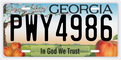 GA license plate PWY4986