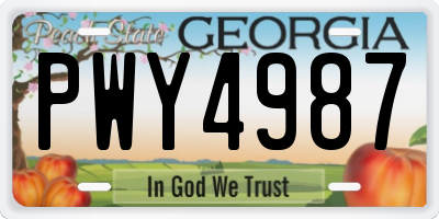 GA license plate PWY4987