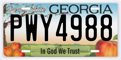 GA license plate PWY4988