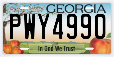 GA license plate PWY4990