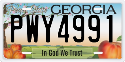 GA license plate PWY4991