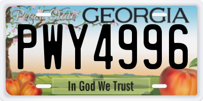 GA license plate PWY4996