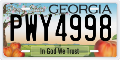 GA license plate PWY4998