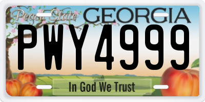 GA license plate PWY4999