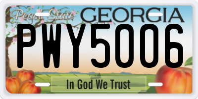 GA license plate PWY5006