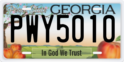 GA license plate PWY5010