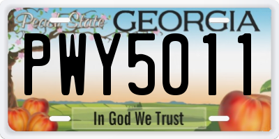 GA license plate PWY5011