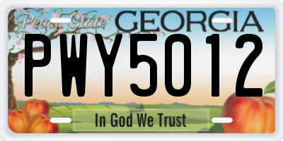GA license plate PWY5012