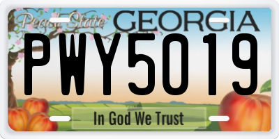 GA license plate PWY5019