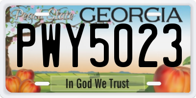 GA license plate PWY5023