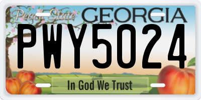 GA license plate PWY5024