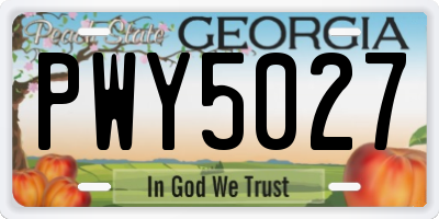 GA license plate PWY5027
