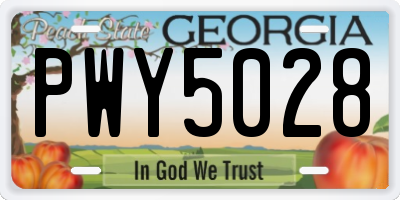 GA license plate PWY5028