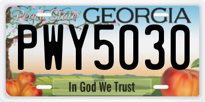 GA license plate PWY5030