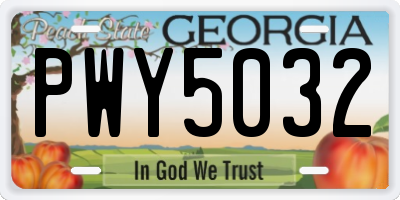 GA license plate PWY5032