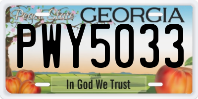 GA license plate PWY5033