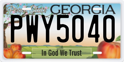 GA license plate PWY5040