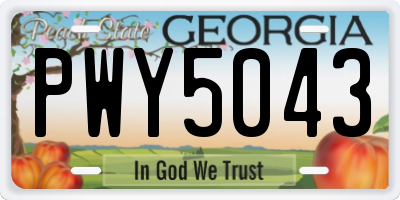 GA license plate PWY5043
