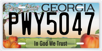 GA license plate PWY5047