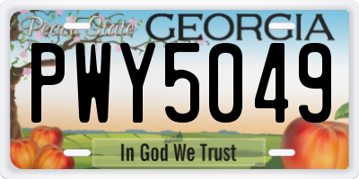 GA license plate PWY5049