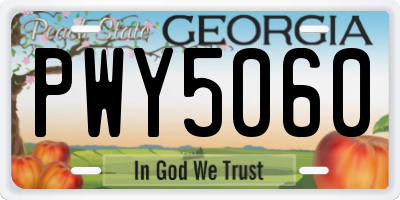 GA license plate PWY5060