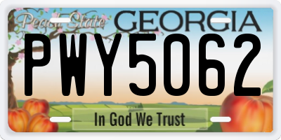 GA license plate PWY5062
