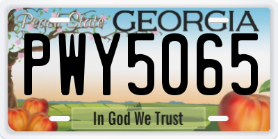 GA license plate PWY5065