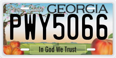 GA license plate PWY5066