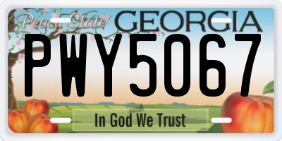 GA license plate PWY5067