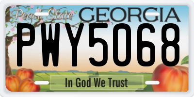 GA license plate PWY5068